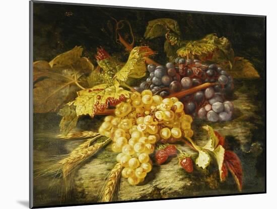 Grapes, Bearded Wheat and Strawberries on a Rocky Ledge-Saint-Jean Simon-Mounted Giclee Print