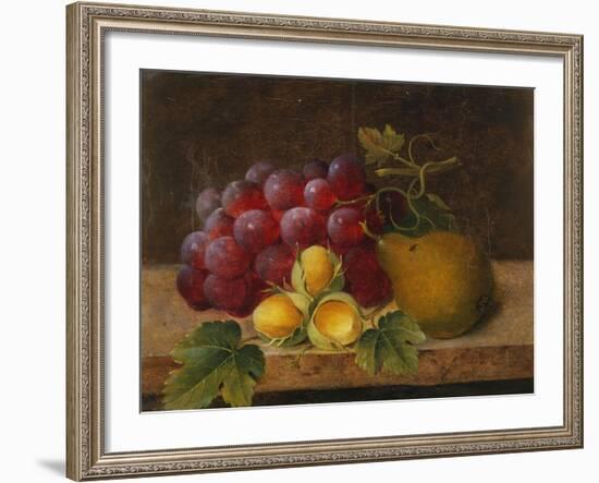 Grapes, Cobnuts and a Pear on a Ledge-Christine Marie Lovmand-Framed Giclee Print