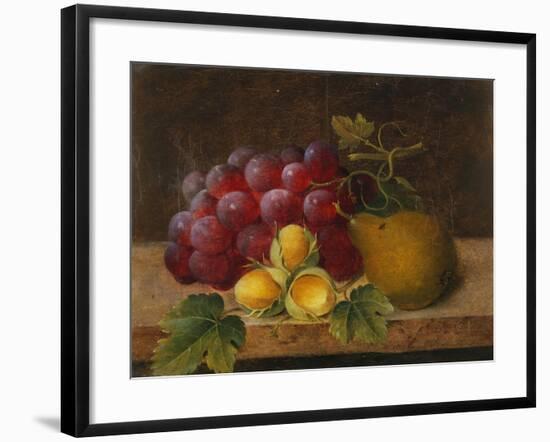 Grapes, Cobnuts and a Pear on a Ledge-Christine Marie Lovmand-Framed Giclee Print