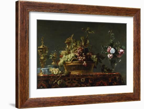 Grapes in a Basket and Roses in a Vase-Frans Snyders-Framed Giclee Print