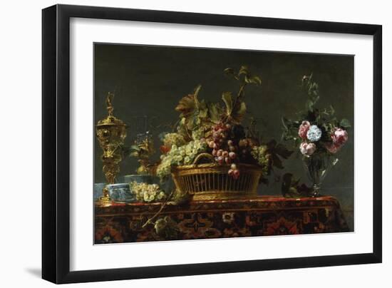 Grapes in a Basket and Roses in a Vase-Frans Snyders-Framed Giclee Print