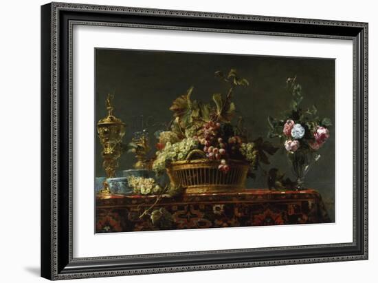 Grapes in a Basket and Roses in a Vase-Frans Snyders-Framed Giclee Print