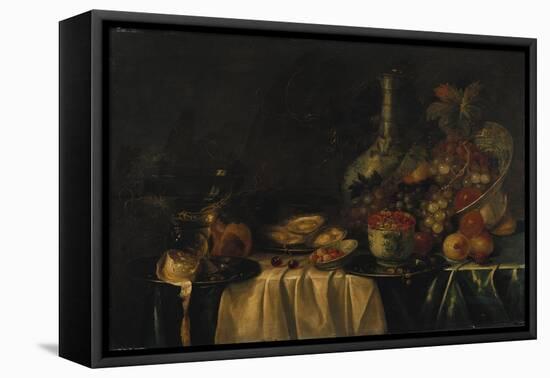Grapes, Nectarines, Berries and Oysters on a Table-George Wesley Bellows-Framed Premier Image Canvas