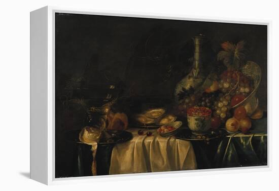 Grapes, Nectarines, Berries and Oysters on a Table-George Wesley Bellows-Framed Premier Image Canvas