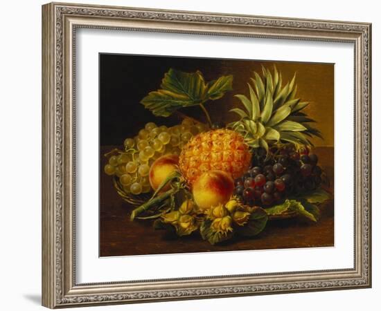 Grapes, Peaches, Hazelnuts and a Pineapple in a Basket-Johan Laurentz Jensen-Framed Giclee Print