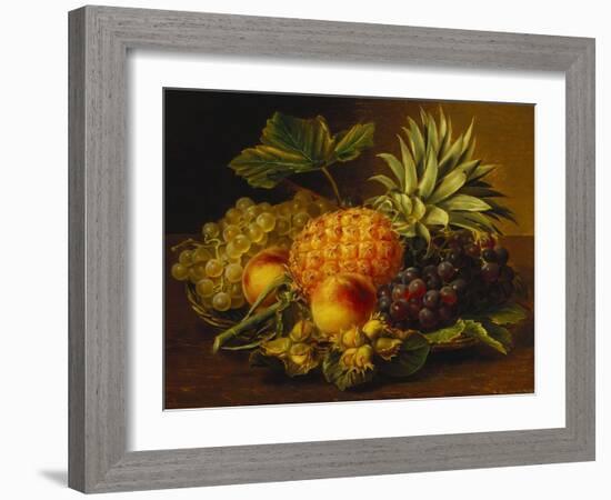 Grapes, Peaches, Hazelnuts and a Pineapple in a Basket-Johan Laurentz Jensen-Framed Giclee Print