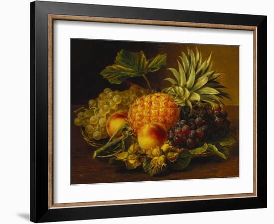 Grapes, Peaches, Hazelnuts and a Pineapple in a Basket-Johan Laurentz Jensen-Framed Giclee Print