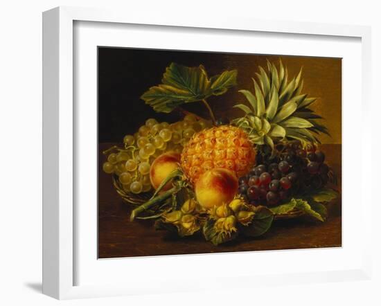 Grapes, Peaches, Hazelnuts and a Pineapple in a Basket-Johan Laurentz Jensen-Framed Giclee Print