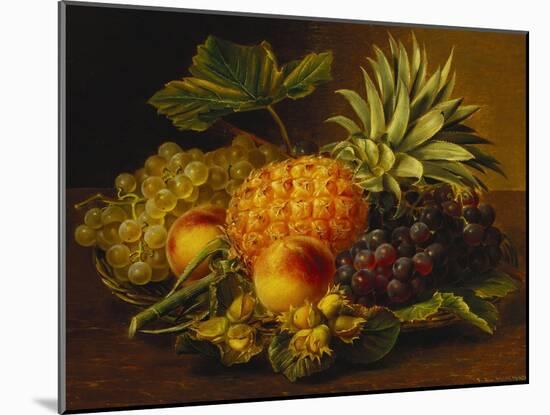 Grapes, Peaches, Hazelnuts and a Pineapple in a Basket-Johan Laurentz Jensen-Mounted Giclee Print