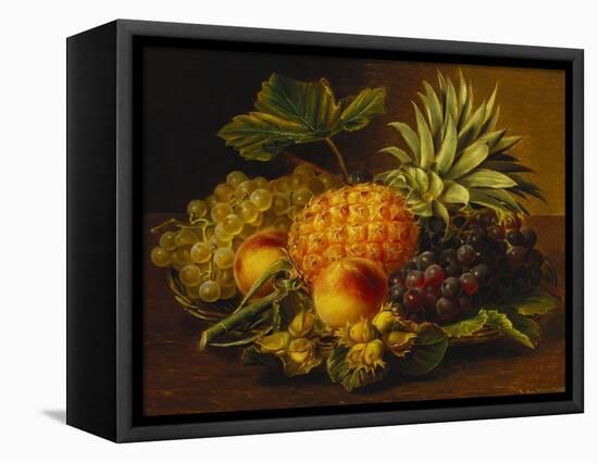 Grapes, Peaches, Hazelnuts and a Pineapple in a Basket-Johan Laurentz Jensen-Framed Premier Image Canvas