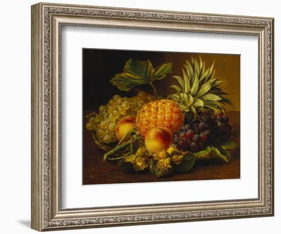 Grapes, Peaches, Hazelnuts and a Pineapple in a Basket-Johan Laurentz Jensen-Framed Giclee Print