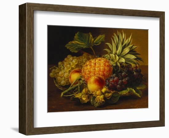 Grapes, Peaches, Hazelnuts and a Pineapple in a Basket-Johan Laurentz Jensen-Framed Giclee Print