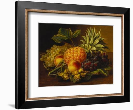 Grapes, Peaches, Hazelnuts and a Pineapple in a Basket-Johan Laurentz Jensen-Framed Giclee Print