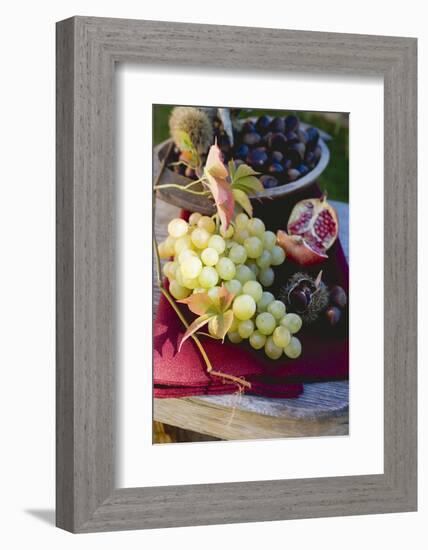 Grapes, Sweet Chestnuts, Pomegranate and Autumn Leaves-Eising Studio - Food Photo and Video-Framed Photographic Print