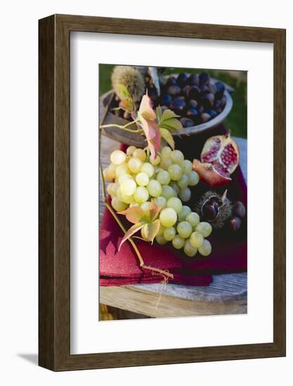 Grapes, Sweet Chestnuts, Pomegranate and Autumn Leaves-Eising Studio - Food Photo and Video-Framed Photographic Print