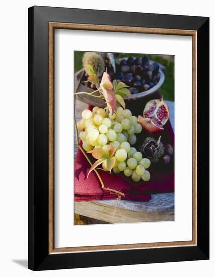 Grapes, Sweet Chestnuts, Pomegranate and Autumn Leaves-Eising Studio - Food Photo and Video-Framed Photographic Print