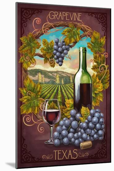 Grapevine,Texas - Merlot-Lantern Press-Mounted Art Print