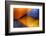 Graphic Composition of Orange Stairs Against a Blue Wall-Rona Schwarz-Framed Photographic Print