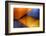 Graphic Composition of Orange Stairs Against a Blue Wall-Rona Schwarz-Framed Photographic Print