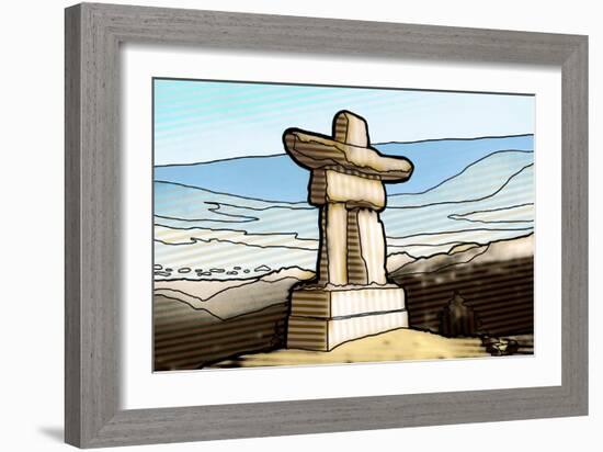 Graphic Inukshuk-Anna Polanski-Framed Art Print