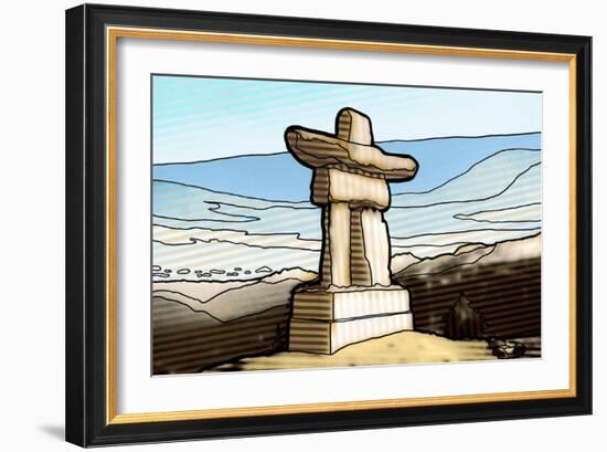 Graphic Inukshuk-Anna Polanski-Framed Art Print