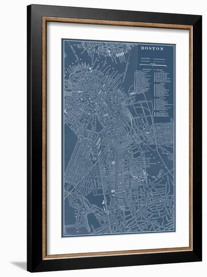 Graphic Map of Boston-Vision Studio-Framed Art Print