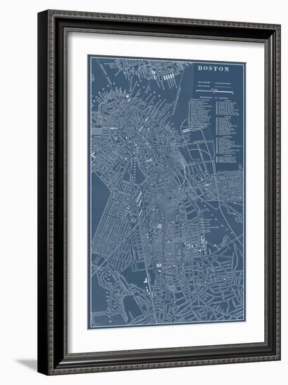 Graphic Map of Boston-Vision Studio-Framed Art Print