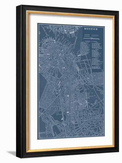 Graphic Map of Boston-Vision Studio-Framed Art Print