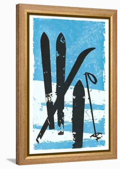 Graphic of Skis in Snow-null-Framed Stretched Canvas