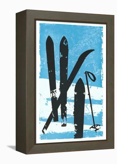 Graphic of Skis in Snow-null-Framed Stretched Canvas