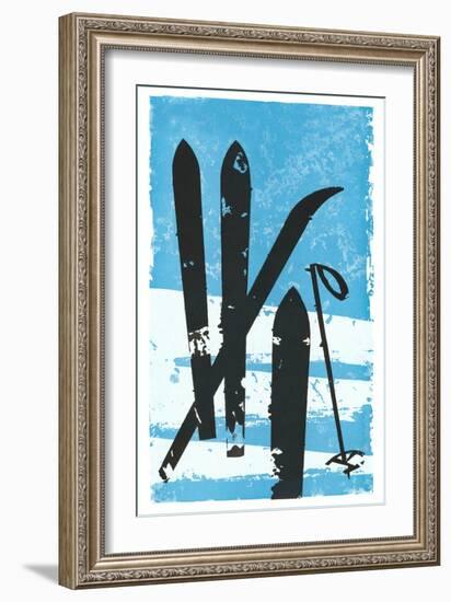 Graphic of Skis in Snow-null-Framed Art Print