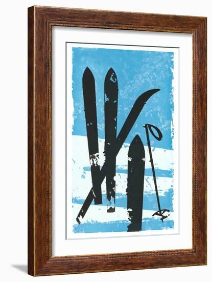 Graphic of Skis in Snow-null-Framed Art Print