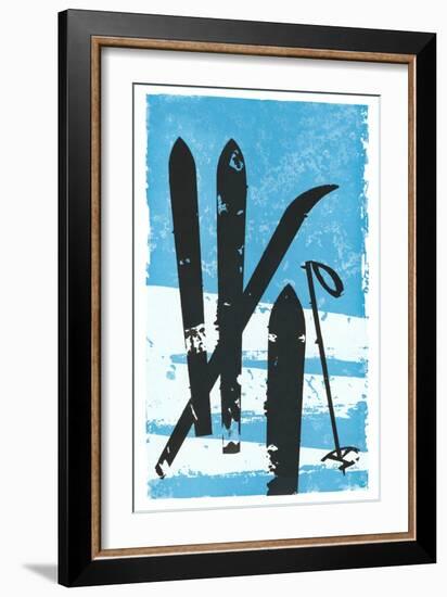 Graphic of Skis in Snow-null-Framed Art Print
