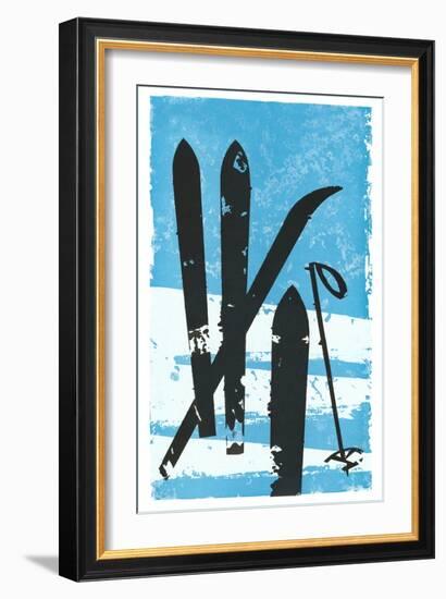 Graphic of Skis in Snow-null-Framed Art Print