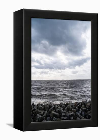 Graphically Structured View across the River Elbe in Northern Germany-Torsten Richter-Framed Premier Image Canvas