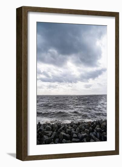 Graphically Structured View across the River Elbe in Northern Germany-Torsten Richter-Framed Photographic Print