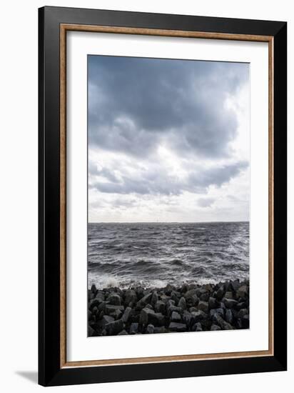 Graphically Structured View across the River Elbe in Northern Germany-Torsten Richter-Framed Photographic Print