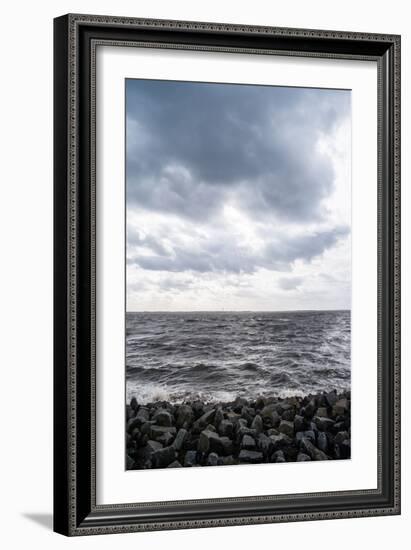 Graphically Structured View across the River Elbe in Northern Germany-Torsten Richter-Framed Photographic Print