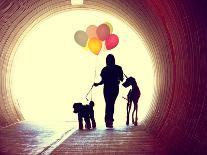 A Girl at the End of a Tunnel Holding Balloons-graphicphoto-Photographic Print