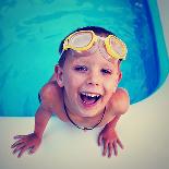 A Young Boy Swimming in a Small Pool-graphicphoto-Photographic Print