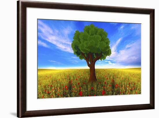 Grass Land And Lone Tree-Ata Alishahi-Framed Giclee Print