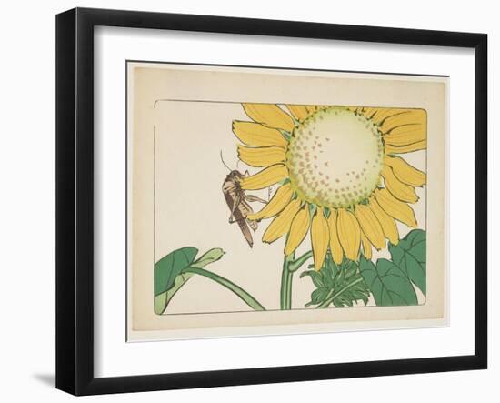 Grasshopper and Sunflower, C. 1877-Shibata Zeshin-Framed Giclee Print