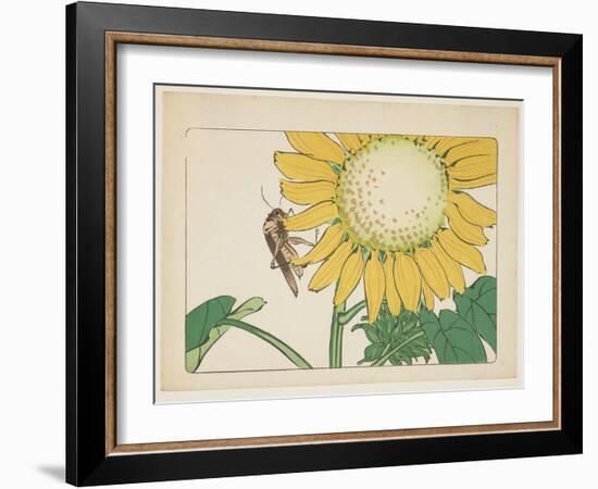 Grasshopper and Sunflower, C. 1877-Shibata Zeshin-Framed Giclee Print