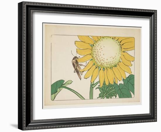 Grasshopper and Sunflower, C. 1877-Shibata Zeshin-Framed Giclee Print