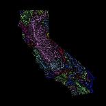 River Basins Of California In Rainbow Colours-Grasshopper Geography-Giclee Print
