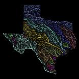 River Basins Of Texas In Rainbow Colours-Grasshopper Geography-Giclee Print