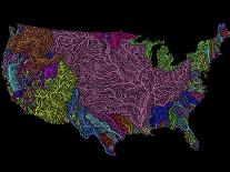 River Basins Of California In Rainbow Colours-Grasshopper Geography-Giclee Print