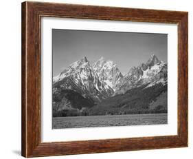 Grassy Valley Tree Covered Mt Side And Snow Covered Peaks Grand "Teton NP" Wyoming 1933-1942-Ansel Adams-Framed Art Print