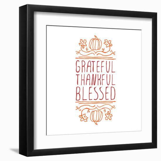 Grateful, Thankful, Blessed - Typographic Element-Lilia-Framed Art Print