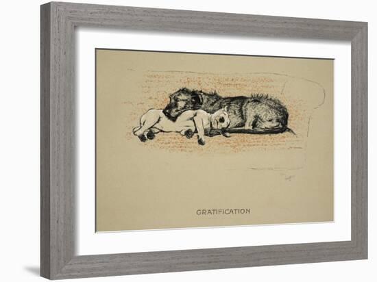 Gratification, 1930, 1st Edition of Sleeping Partners-Cecil Aldin-Framed Giclee Print